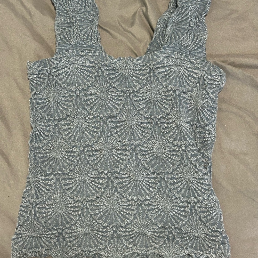 Aura Gray Lace Tank Top